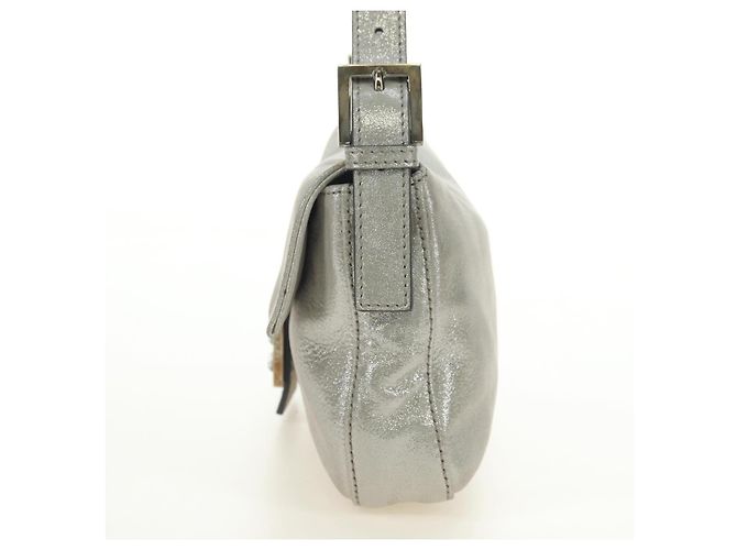 FENDI Borsa a Spalla Mamma Baguette in Pelle con Strass Argento Autentica yk20386SM - vista 3
