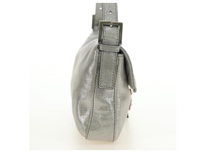 FENDI Borsa a Spalla Mamma Baguette in Pelle con Strass Argento Autentica yk20386SM - vista 4