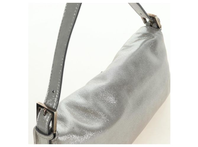 FENDI Borsa a Spalla Mamma Baguette in Pelle con Strass Argento Autentica yk20386SM - vista 6