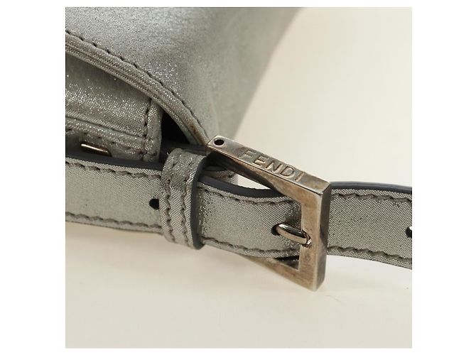 FENDI Borsa a Spalla Mamma Baguette in Pelle con Strass Argento Autentica yk20386SM - vista 9