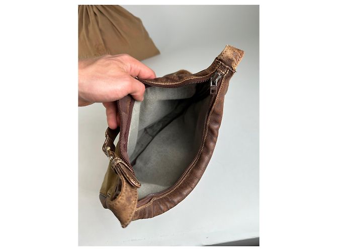 Vintage Loewe Wildleder-Schultertasche Beige Braun - Ansicht 3