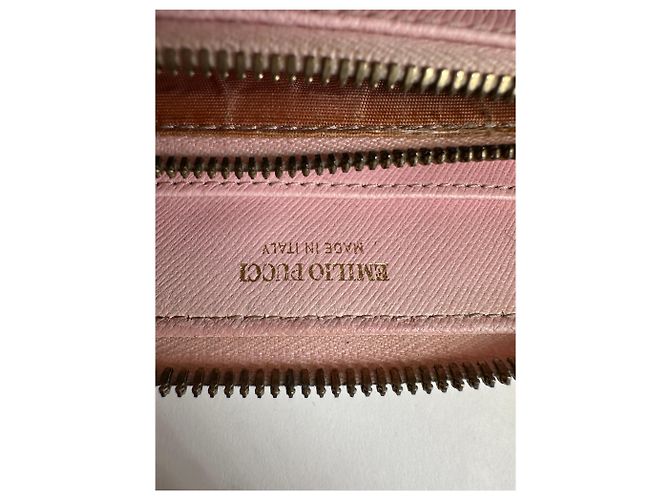 Autre Marque Vintage Pucci Canvas Leather Trim Wallet Pink Yellow Rust - view 4