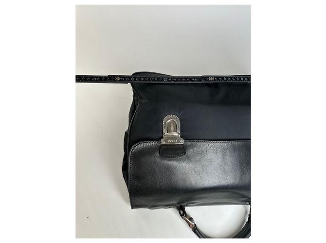 Vintage Prada Nylon Tote Bag Schwarz Silber - Ansicht 12