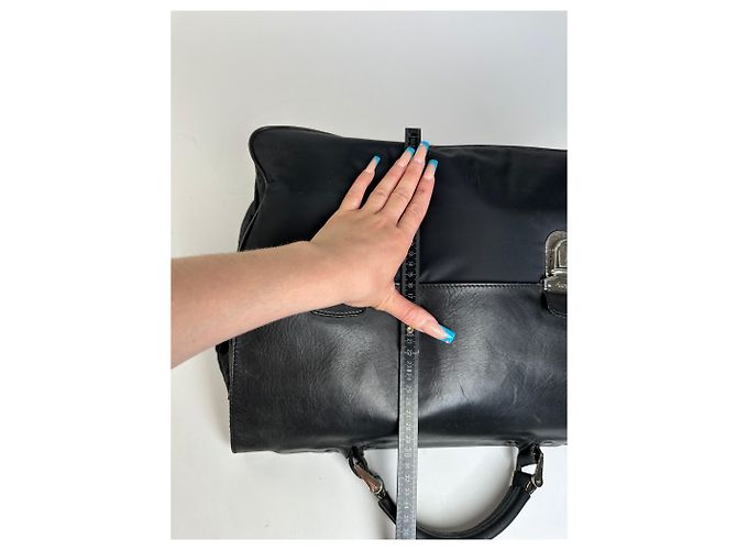 Vintage Prada Nylon Tote Bag Schwarz Silber - Ansicht 13
