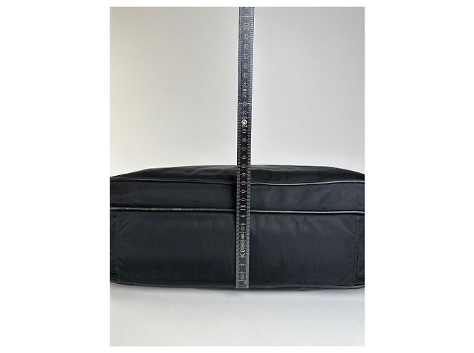 Vintage Prada Nylon Tote Bag Schwarz Silber - Ansicht 14