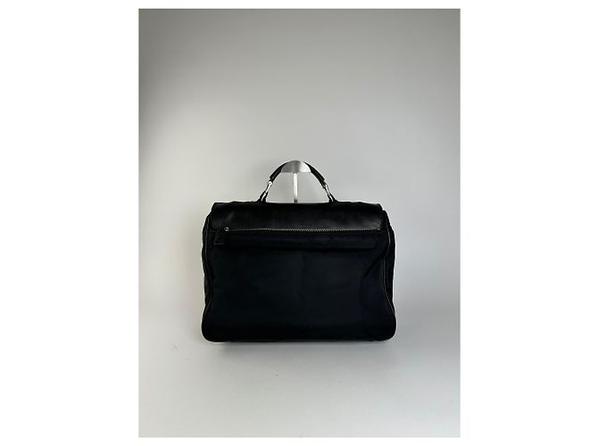 Vintage Prada Nylon Tote Bag Schwarz Silber - Ansicht 2