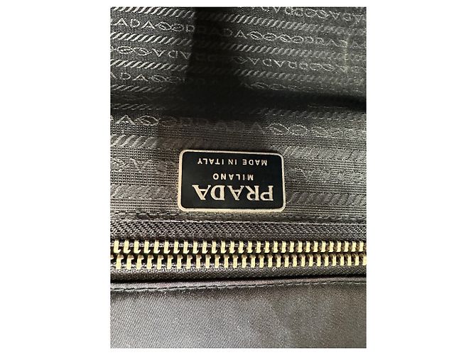 Vintage Prada Nylon Tote Bag Schwarz Silber - Ansicht 4