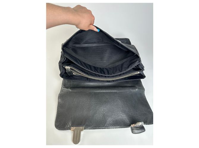 Vintage Prada Nylon Tote Bag Schwarz Silber - Ansicht 6