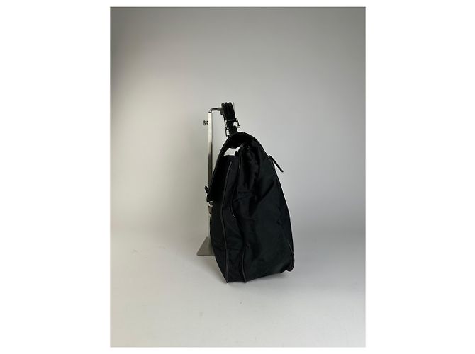 Vintage Prada Nylon Tote Bag Schwarz Silber - Ansicht 7
