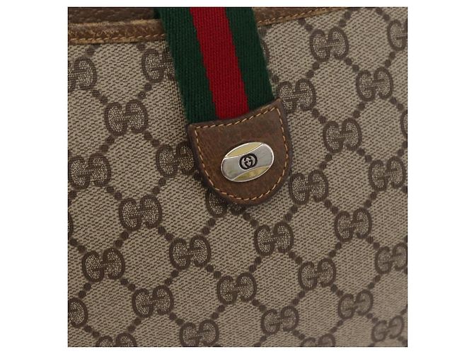 Bolsa GUCCI GG Supreme Web Sherry Line PVC Bege Ouro 904 02 026 Auth BA12949 Dourado - vista 17
