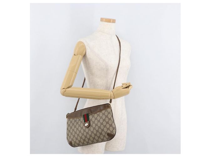 Bolsa GUCCI GG Supreme Web Sherry Line PVC Bege Ouro 904 02 026 Auth BA12949 Dourado - vista 22
