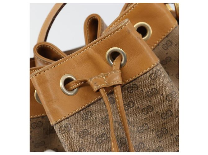 Borsa a Spalla GUCCI Micro GG Supreme PVC Beige Oro 001 904 0791 Auth 182379 D'oro - vista 10