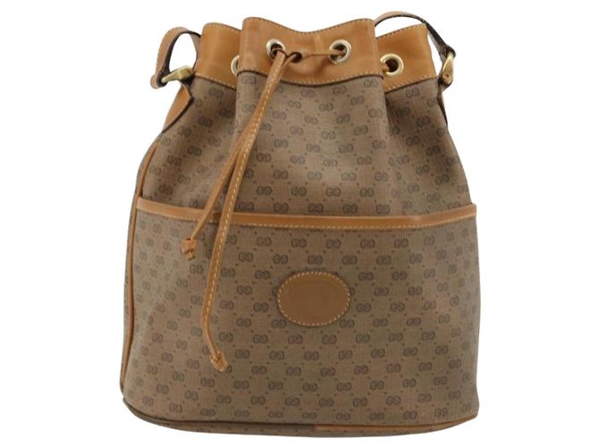 Borsa a Spalla GUCCI Micro GG Supreme PVC Beige Oro 001 904 0791 Auth 182379 D'oro - vista 13