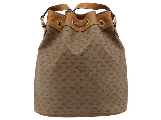 Borsa a Spalla GUCCI Micro GG Supreme PVC Beige Oro 001 904 0791 Auth 182379 D'oro - vista 2