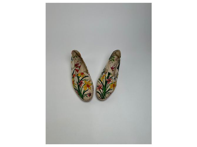 Espadrilles in tela floreale vintage Gucci Beige EU37 - vista 2