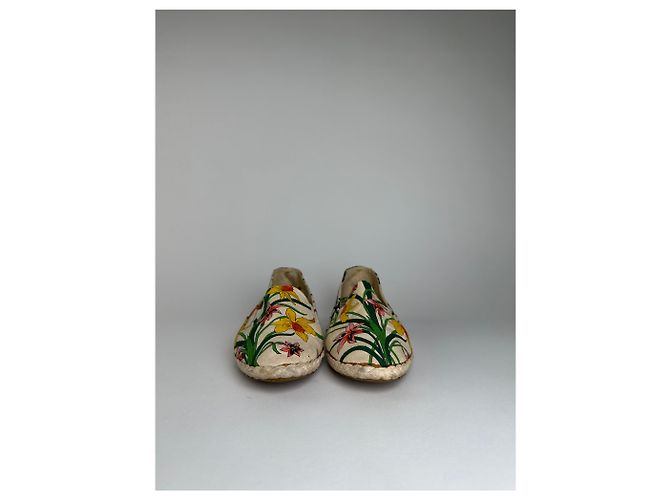 Espadrilles in tela floreale vintage Gucci Beige EU37 - vista 3