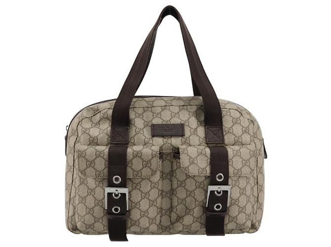 Borsa GUCCI GG Supreme in PVC Beige Silver 140959 Auth ka4521 Argento - vista 13