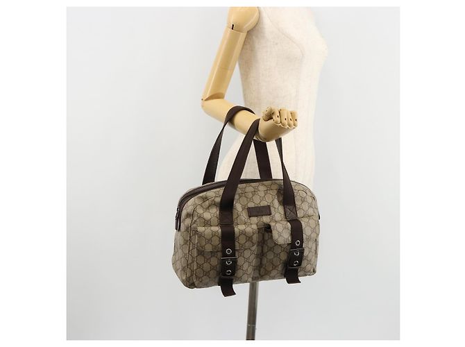 Borsa GUCCI GG Supreme in PVC Beige Silver 140959 Auth ka4521 Argento - vista 26