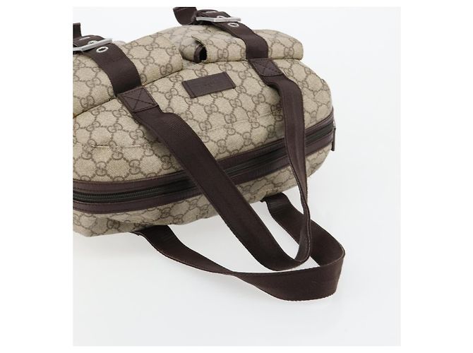 Borsa GUCCI GG Supreme in PVC Beige Silver 140959 Auth ka4521 Argento - vista 7