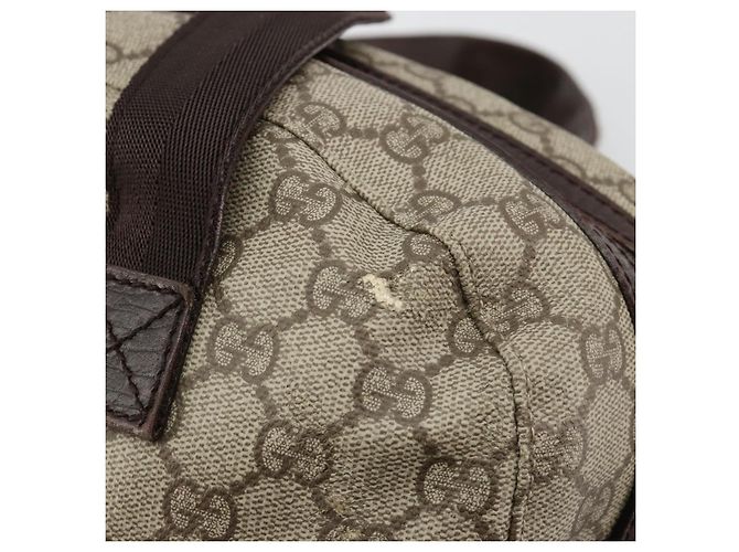 Borsa GUCCI GG Supreme in PVC Beige Silver 140959 Auth ka4521 Argento - vista 9