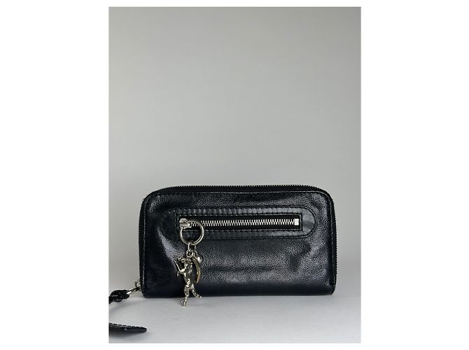 Chloé Vintage Chloe Grained Leather Wallet Black Silver - view 10