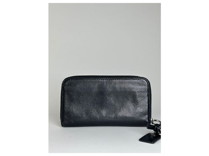 Chloé Vintage Chloe Grained Leather Wallet Black Silver - view 2