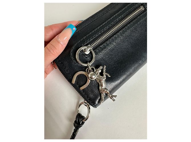 Chloé Vintage Chloe Grained Leather Wallet Black Silver - view 3