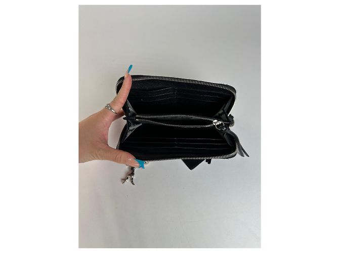 Chloé Vintage Chloe Grained Leather Wallet Black Silver - view 4