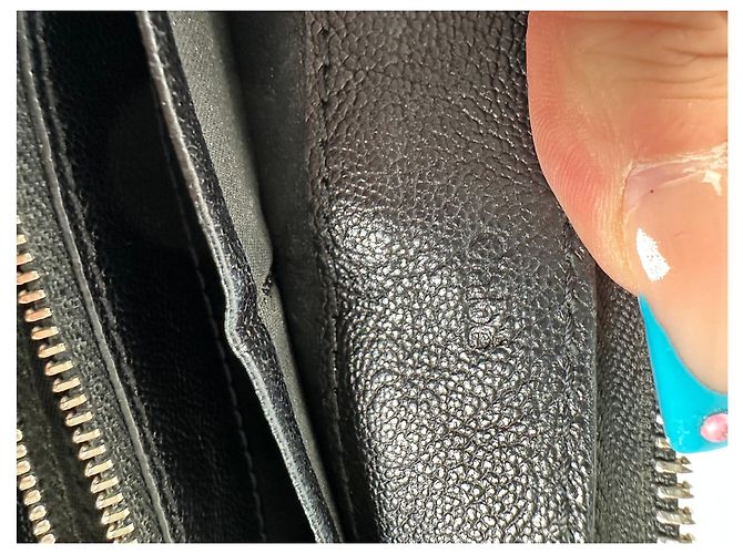 Chloé Vintage Chloe Grained Leather Wallet Black Silver - view 5