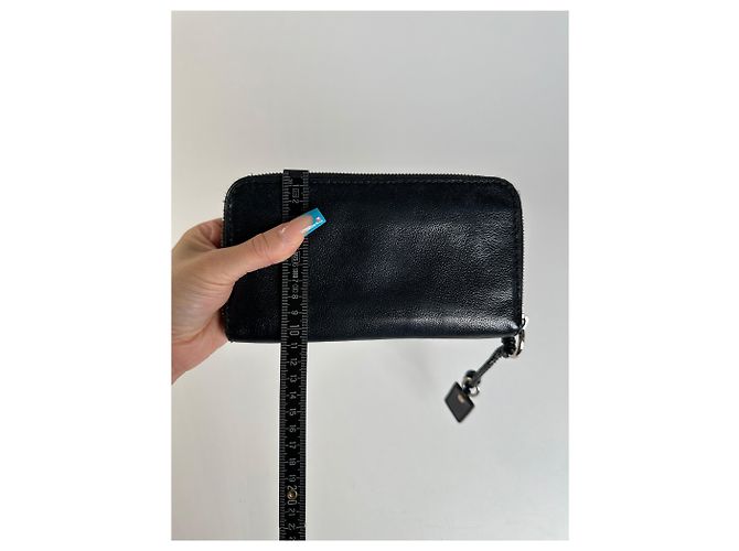 Chloé Vintage Chloe Grained Leather Wallet Black Silver - view 9