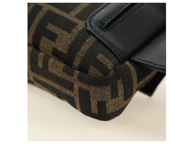 FENDI Zucca Canvas Mamma Baguette Shoulder Bag 2way Black Brown Auth 181574SAM Marrone Nero - vista 18
