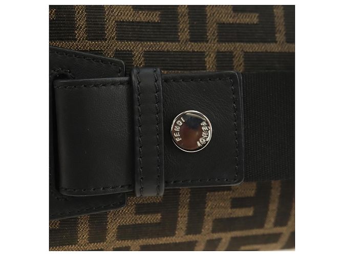 FENDI Zucca Canvas Mamma Baguette Shoulder Bag 2way Black Brown Auth 181574SAM Marrone Nero - vista 19
