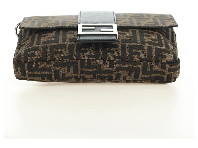 FENDI Zucca Canvas Mamma Baguette Shoulder Bag 2way Black Brown Auth 181574SAM Marrone Nero - vista 5