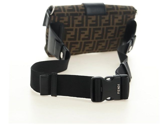 FENDI Zucca Canvas Mamma Baguette Shoulder Bag 2way Black Brown Auth 181574SAM Marrone Nero - vista 7