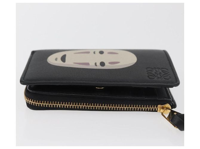 LOEWE Studio Ghibli Spirited Away Kaonashi Portafoglio in pelle Nero Auth 167359SM D'oro - vista 3