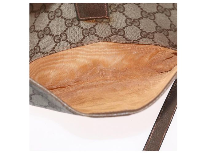 Borsa GUCCI GG Supreme Web Sherry Line in PVC Beige Oro 89 02 032 Auth 180114 D'oro - vista 11