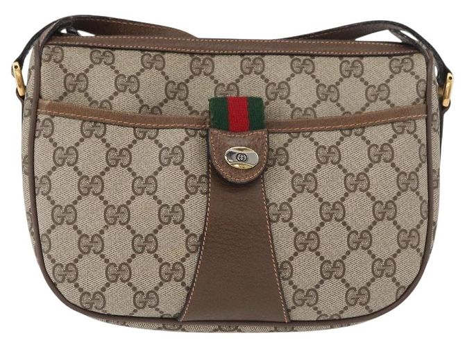 Borsa GUCCI GG Supreme Web Sherry Line in PVC Beige Oro 89 02 032 Auth 180114 D'oro - vista 13