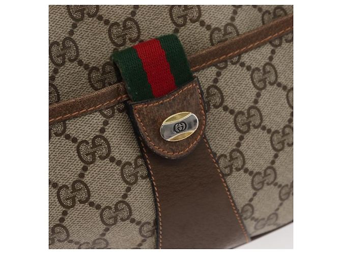 Borsa GUCCI GG Supreme Web Sherry Line in PVC Beige Oro 89 02 032 Auth 180114 D'oro - vista 18