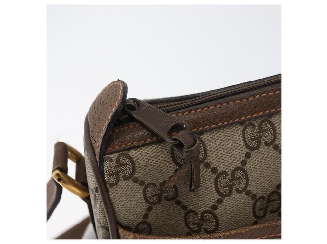 Borsa GUCCI GG Supreme Web Sherry Line in PVC Beige Oro 89 02 032 Auth 180114 D'oro - vista 19