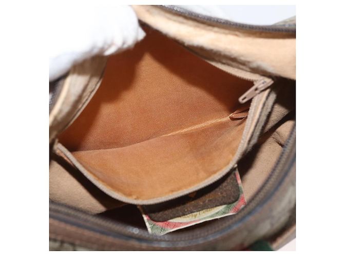 Borsa GUCCI GG Supreme Web Sherry Line in PVC Beige Oro 89 02 032 Auth 180114 D'oro - vista 23