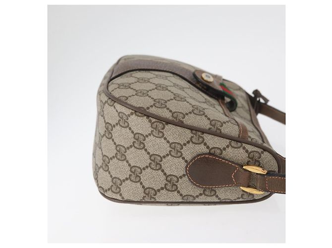 Borsa GUCCI GG Supreme Web Sherry Line in PVC Beige Oro 89 02 032 Auth 180114 D'oro - vista 3