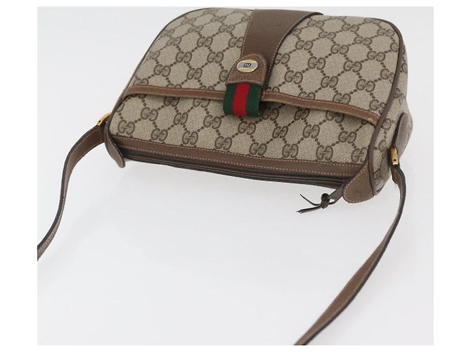 Borsa GUCCI GG Supreme Web Sherry Line in PVC Beige Oro 89 02 032 Auth 180114 D'oro - vista 6