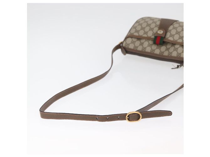 Borsa GUCCI GG Supreme Web Sherry Line in PVC Beige Oro 89 02 032 Auth 180114 D'oro - vista 7
