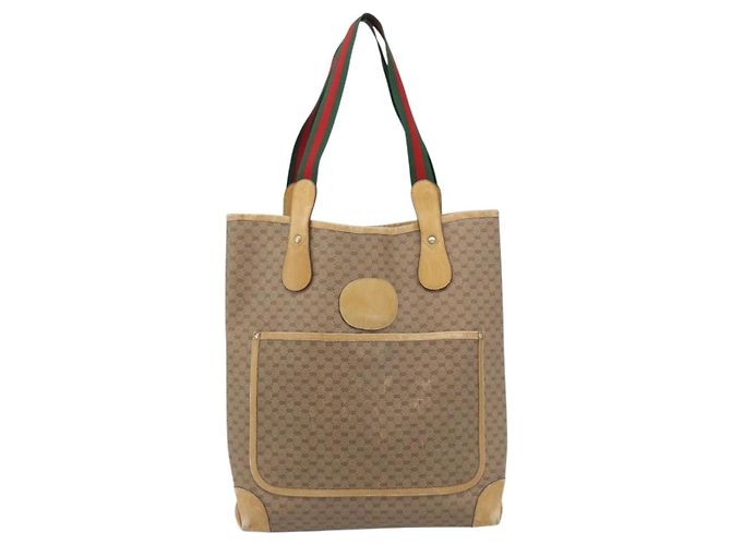 Borsa GUCCI Micro GG Supreme Web Sherry Line in PVC Beige 002 904 0223 Auth 182364 D'oro - vista 13