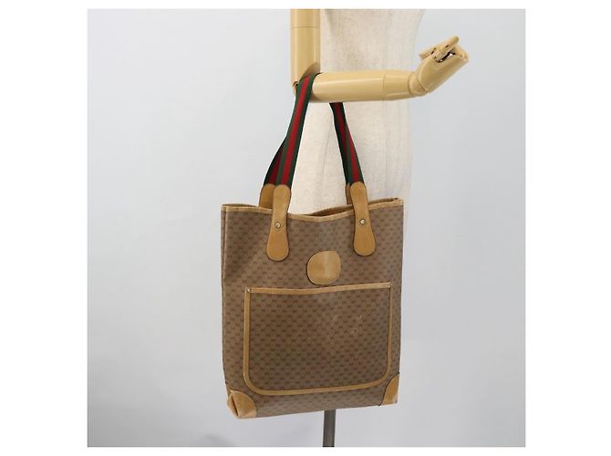 Borsa GUCCI Micro GG Supreme Web Sherry Line in PVC Beige 002 904 0223 Auth 182364 D'oro - vista 22