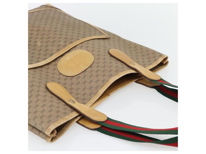 Borsa GUCCI Micro GG Supreme Web Sherry Line in PVC Beige 002 904 0223 Auth 182364 D'oro - vista 6