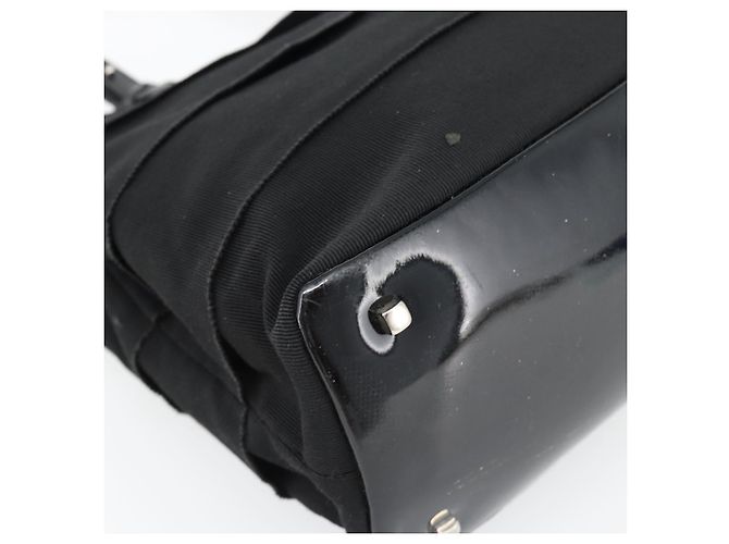 Borsa Salvatore Ferragamo in tela e pelle vernice Nero Argento Auth ka4464 - vista 14