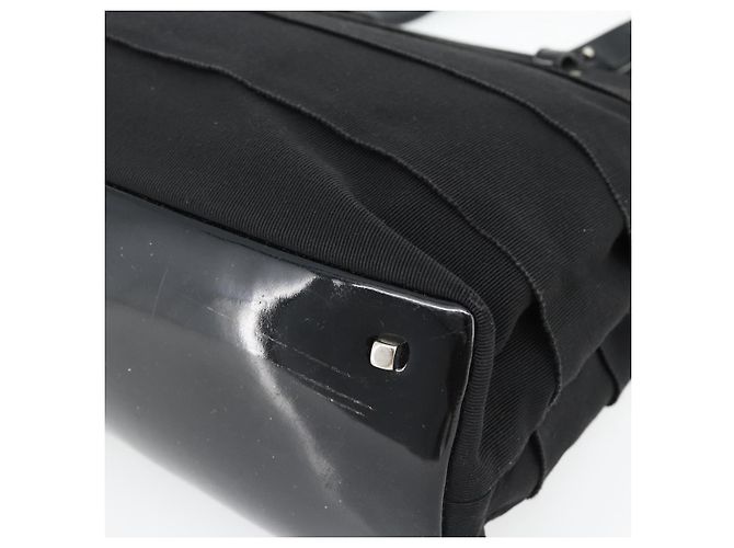 Borsa Salvatore Ferragamo in tela e pelle vernice Nero Argento Auth ka4464 - vista 15