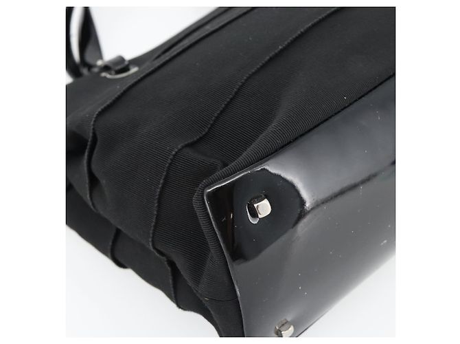 Borsa Salvatore Ferragamo in tela e pelle vernice Nero Argento Auth ka4464 - vista 16