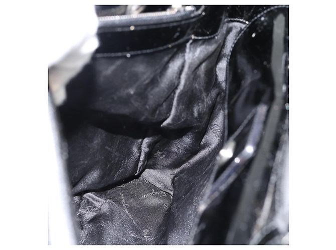 Borsa Salvatore Ferragamo in tela e pelle vernice Nero Argento Auth ka4464 - vista 18